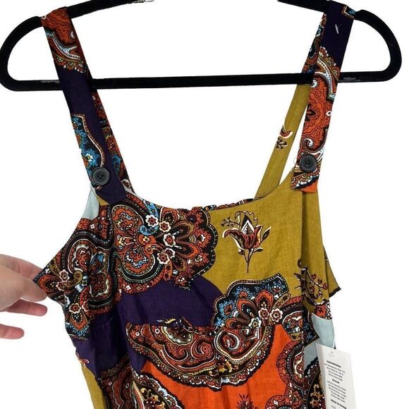 Unique Spectrum Multi Color Paisley Viscose Boho Tank - Picture 3 of 9